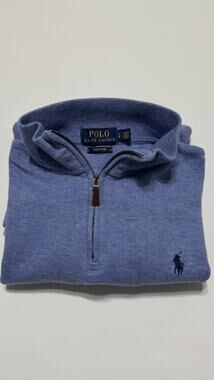 Polo Ralph Lauren Mens Small Blue 1/4 Zip Estate Rib Pullover Mock Neck Preppy